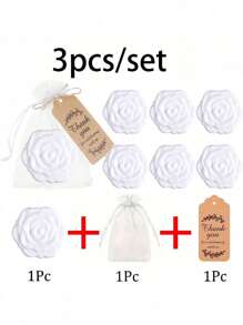 18 cái/bộ, Quà tặng tiệc cô dâu Gương thiết kế hoa hồng Gương nhựa nhỏ gọn Thiệp cảm ơn cô dâu kèm túi Organza Quà tặng tiệc cưới Quà tặng phù dâu cho khách Đồ dùng tiệc cưới - trắng - Xem 6