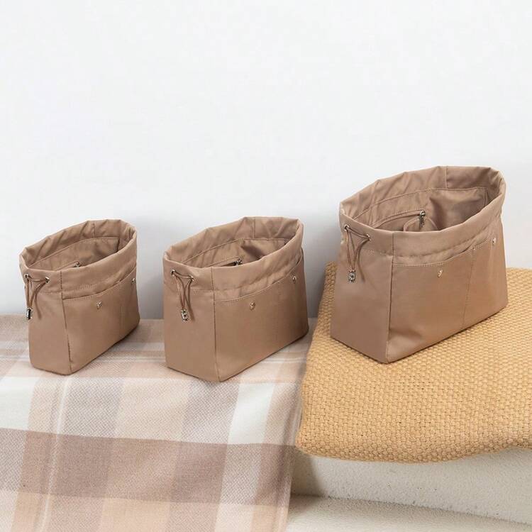 白色，更柔软，适用于水桶包，内袋，迷你包，中袋，储物内衬袋，双抽绳尼龙防水袋，大容量包袋配件，Picotin 15/18/22包内衬，包袋收纳袋，钱包收纳袋内衬，轻巧柔软的包中包 - 白色 - 查看 10