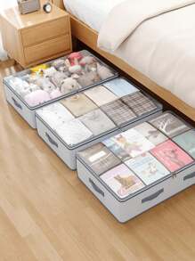 1pc Handmade Random Pattern Foldable Storage Bag For Bedding, Clothes, Toys, Versatile Large Capacity Zipped Organizer Bag With Zipper, Dust-Proof & Moisture-Proof, Space Saving Home & Travel Accessory, Cherry Print