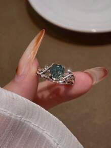 1pc Luxury Zirconia Opening Ring Ladies Jewelry For Women 925 Sterling Silver Single Ring Fine Jewelry For Girls Birthday Prom Party Gifts