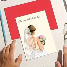 1pc Inspirational Greeting Card With Envelope - 6.29" X 4.33", Charming Cartoon Bridal Wedding Greeting Card With Envelope - Perfect For Engagements, Anniversaries