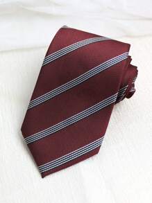 1 pièce Cravate artisanale rayée vin, convient pour le style casual, quotidien et de rue, style collège
