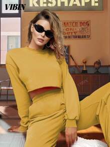 Katoenen dames tweedelige set, lente en zomer nieuwe sport tweedelige set, draperen mode zachte en ademende tweedelige kleding