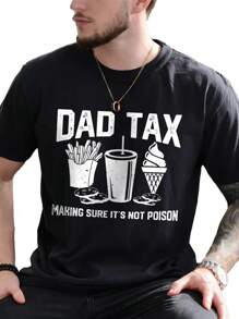 1 Dad Tax Shirt, Make Sure It Is Not Poison Figure Pattern Printed T-Shirt, Funny Dad Crazy Shirt, Cool Dad Comfortable Fabric Graphic T-Shirt, Funny Best Dad Husband T-Shirt, Father'S Day Gift Shirt, Men'S Clothing, Cotton Fabric T-Shirt,Father's Day Gifts - 黑色 - 查看 1