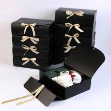 10pcs - White/Black/Pink/Brown Gift Box With Lid, Gift Box With Ribbon For Bridesmaid Proposal Box, Gift Box For Wedding, Birthday Gift, Shower Party And Other Parties, Valentine's Day Gifts, Valentine Day