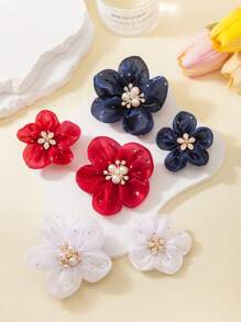 6 stuks/set meisjes kleurrijke camelia strass & parel haarspeldjes, schattige & modieuze studenten stijl haaraccessoires, geschikt voor terug naar school