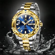 OLEVS Original Luxusmarken-Uhr für Herren, wasserdicht, Edelstahl, klassisch-Lässig, Quarz-Armbanduhr, Business-Datum-Woche, Herren-Uhr, Geschenk
