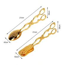 Vintage Style Fruit Salad Cake Clip Buffet Food Tong Gold Plated Snack Cake Clip Salad Baking Clamp Grilling Tool