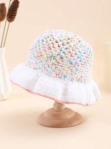 1 szt. damski kapelusz typu bucket hat, styl Y2K, swobodny, uroczy, wydrążony, oddychający kapelusz przeciwsłoneczny, ręcznie tkany, wielokolorowy, dekoracyjny patchwork, modny dodatek do stroju na co dzień/na zewnątrz