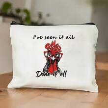 1pc Zippered Polyester Cosmetic Bag, Waterproof, Odorless - Cute Animal Print Makeup Pouch, Ideal Gift For Women, Friends, Sisters, Pet Owners - 1pc - View 4