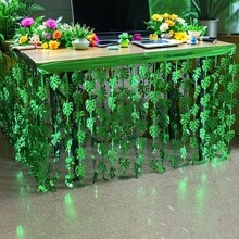 1 Stück 75cm * 275cm Tischröcke mit Monstera Blatt Muster, Monstera Blatt geformte Regenkette, Frühlingsfest Themen Hintergrunddekor