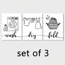 3 件/套洗衣主题帆布墙面艺术印刷品，现代农舍风格海报，简约家居装饰，时尚洗涤和干燥折叠壁挂，非常适合春季和冬季家居装饰，无框 - 彩色 - 查看 10