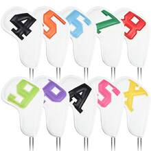 10 قطعة أغطية أساسية للهراوات لحماية عصي الجولف من الجلد الاصطناعي مع علامات أرقام مطرزة (4-9 أساس) ملحقات لحماية العصي - متعدد الألوان - مشاهدة 4