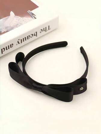 1pc Ladies Elegant Letter D Dual-Layer Satin Headband, Fashion New Design,Hairband,Hair Hoop,Hair Accessories Headbands, Black