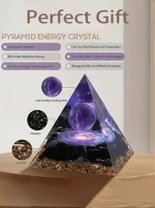 Pyramide pour énergie positive, cristaux de guérison en citrine et pierre de sable bleue orgonite pour réduire le stress, équilibrer les chakras, la guérison Reiki et la méditation. Attire la chance et le succès. Pyramide de cristaux de guérison, générateur d'énergie en cristal d'améthyste pour le yoga, Reiki et la méditation. Pyramide de météorite violette, pyramide de lotus en œil de tigre, pyramide de lotus doré en pierre de sable bleue