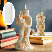 1 pieza Molde de silicona para velas del Día de San Valentín, molde de fundición de adornos con pareja abrazando y besando, molde para manualidades con resina y yeso para decoración del hogar y regalo