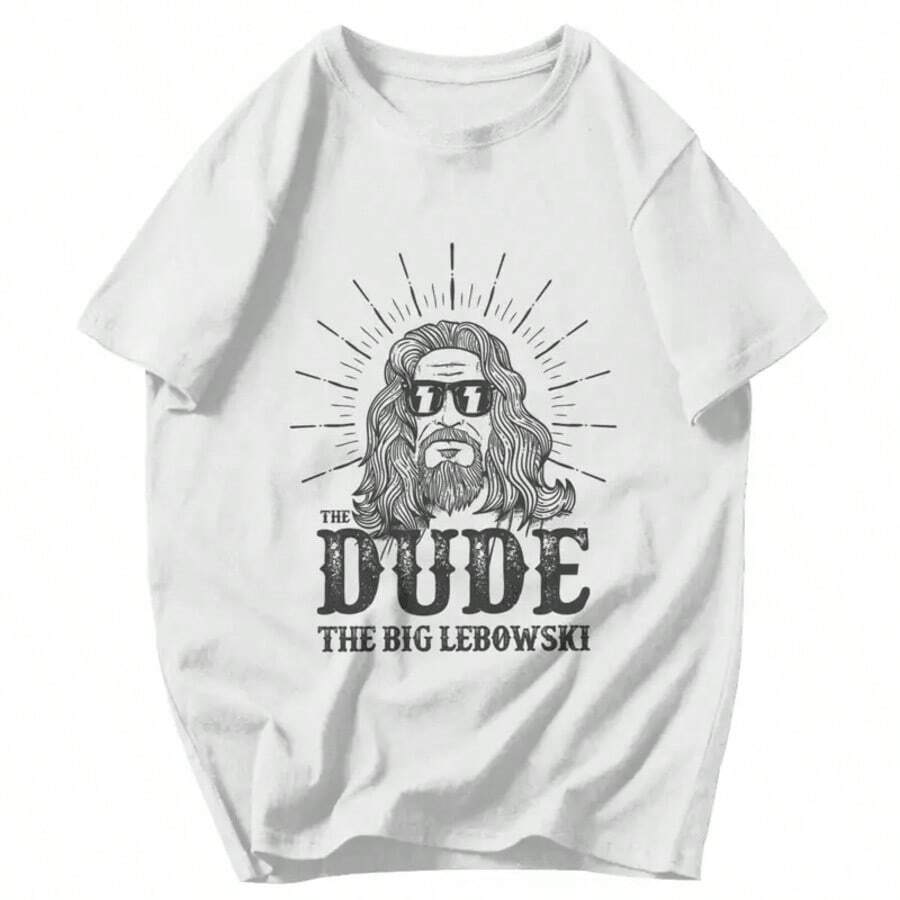 Men T Shirt Movie The Big Lebowski Cotton Y2K Graphic Customized Uni Clothes T Shirts - White - View 1