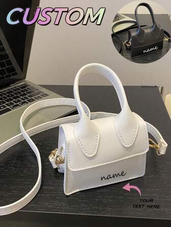 Mini Small Bag, Customized Sweet Mini PU Crossbody Bag With Personalized Name Or Holiday Message, PU Flap Handbag, Kids Casual Crossbody Bag, Little Girl Coin Purse, Crossbody Handbag Wallet, Suitable For Travel Daily Use