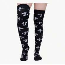 Don Calcetin Calceta Larga Medieta Algodón Cruces Disfraz Halloween - Negro - Ver 1