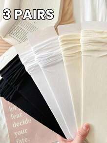 1 para miękkich białych skarpetek do połowy łydki dla kobiet, cienkie i modne skarpetki sportowe, skarpetki do kolan, skarpetki unisex dla par, podwójnie tkane, całoroczne