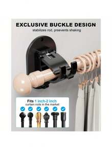 4pcs/Pack Upgraded No-Drill Curtain Rod Brackets, Self-Adhesive Adjustable Curtain Rod Hooks, Suitable For Bathroom, Bedroom, Living Room, Kitchen (Black), Christmas/Halloween Gift Decor Mother's Day Flowers, Personalized Gifts For Mom, Last Minute Gifts, Mother's Day Ideas, Mothering Sunday Gifts, Handmade Cards For Mum, Best Mother's Day Gifts Under $50 Home Bathroom Decor Bathroom Accessories Back To School
