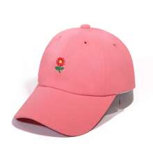 1 pieza Gorra de béisbol con bordado floral unisex para niños, linda y versátil, corona suave, ala curva, transpirable, para deportes al aire libre, campamento, protección solar