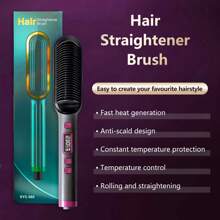 Brosse lissante, lisse mieux les cheveux que les produits normaux, convient à tous les types de cheveux, conception de peigne anti-brûlure, peigne à cheveux chauds pour des cheveux lisses sans frisottis - brosse fer à lisser en céramique, écran LCD, température réglable, utilisation mouillée et sèche, cadeau parfait pour les femmes