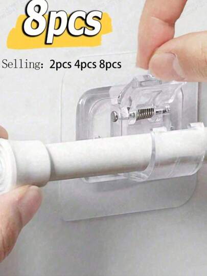 2/8 piezas Ganchos para barra de cortina, ganchos de pared sin taladro, ganchos ajustables para barra de cortina, ganchos prácticos, toallero ajustable, adecuado para el hogar, dormitorio, sala de estar, dormitorio, cocina, baño, hotel