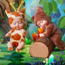 1pc 11cm Mini Plush Reborn Baby Doll, Role Play Stuffed Princess Doll With Movable Limbs, Changeable Clothes, Suitable For 0-3 Years Old Girls