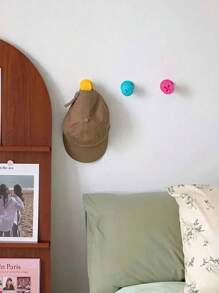 3 件装免钻孔壁钩，塑料材质，现代风格，易于安装，壁挂式，用于悬挂衣服、毛巾 - 卧室装饰必需品，实用挂钩 - 彩色 - 查看 6