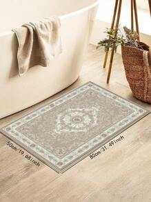 1 件天鹅绒纹理轮胎底浴室垫，杏色波西米亚风格浴室地毯家居装饰，隔音耐用且可机洗吸水柔软易护理浴室地毯，适用于浴室入口、浴缸、淋浴间区域 - 杏色 - 查看 3