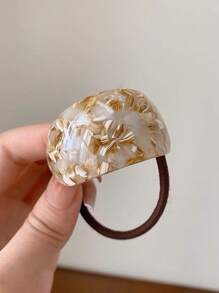 1 件女士椭圆形醋酸纤维发圈，优雅时尚发饰，适合马尾辫、发髻、日常佩戴，秋冬发带马尾辫固定器发圈橡皮筋发圈发绳弹性发圈，发球