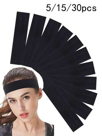 26pcs Unisex Solid Color + Leopard Print Elastic Headbands, Non-Slip Moisture Wicking Soft Fabric Headbands Suitable For Yoga, Running, Fitness And Other Sports, Casual Polyester Headbands For All Seasons