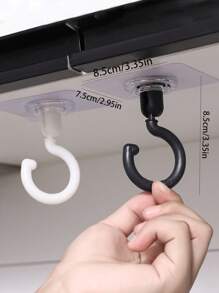 1/2/6pcs Rotating Ceiling Hooks, Easy Installation Without Drilling, Adhesive Hooks For Hanging Plants, Lanterns, Wind Chimes, Modern Ceiling Decor With Utility Hooks, Suitable For Bathroom, Kitchen, Outdoor Basket Storage