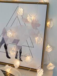 1pc 10/20 Lights 1.5/3 Meters Rose Flower String Lights, Romantic Fairy Lights For Room Decor, Birthday Party, Wedding, Proposal, Valentine's Day Gift - White - View 5