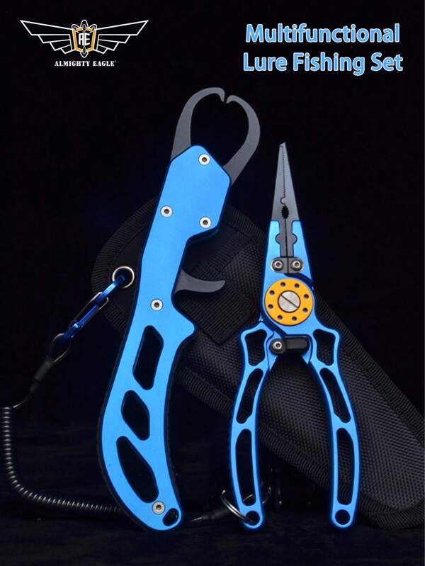 ALMIGHTY EAGLE 1pc ALMIGHTY EAGLE One Set Of Fish Lip Clip + Fishing Pliers Set, Bait Fishing Pliers, Multifunctional Design, Can Effectively Control Bait Fish, Line Cutting And Fish Control Tools, Bait/Ice Fishing/Sea Fishing Supplies