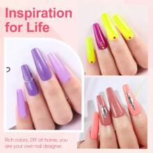 PEACECOLOR 38PCS Gel Nail Polish Kit With UV LED Nail Lamp Red Grey Black UV Nail Gel Kit Silver Golden Glitter Top Coat Manicure Kit Nail Art Design Gift For Women - 查看 3