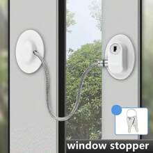 1pc White Multi-Function Child Lock, Cabinet Door Lock, Window Lock, Refrigerator Lock, Sliding Door Window Lock With Limiter