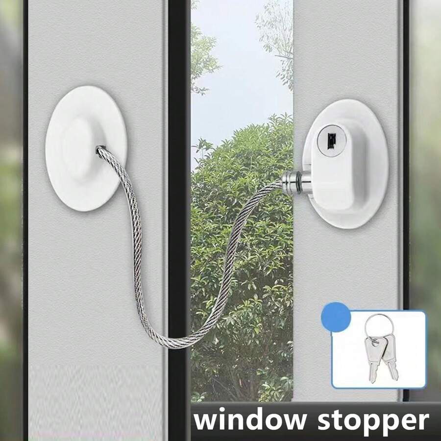 1pc White Multi-Function Child Lock, Cabinet Door Lock, Window Lock, Refrigerator Lock, Sliding Door Window Lock With Limiter