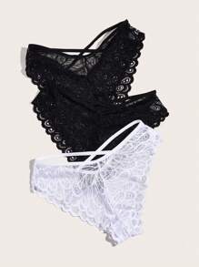 Lot de 3 culottes de bikini croisées à la mode pour femmes
