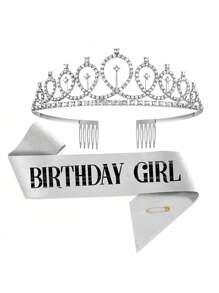 2 件套水晶皇冠头带和发梳套装，女士生日发饰，生日皇冠，生日礼物头饰，生日装饰 - 生日皇冠肩帶 - 查看 12