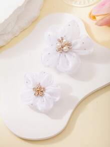 6 stuks/set meisjes kleurrijke camelia strass & parel haarspeldjes, schattige & modieuze studenten stijl haaraccessoires, geschikt voor terug naar school