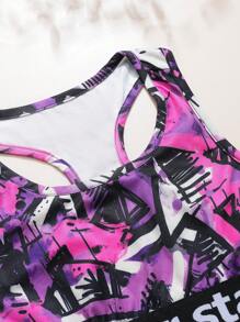 [Graffiti Series]Women's Letter Print Sports Bra Lingerie - Multicolor - View 4