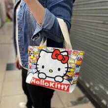 Sanrio Sanrio Canvas Bag Cartoon Kate Cat Portable Shoulder Bag Japanese Light And Large Capacity Shopping Bag Travel Bag Gift Lunch Bag