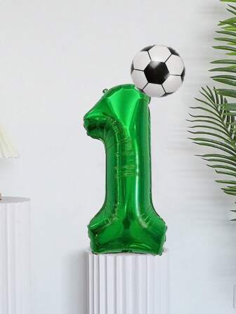 32 Inch Green Digital Football Balloon Kit Suitable For Birthday Decorations, Party Balloons, Easter Gifts