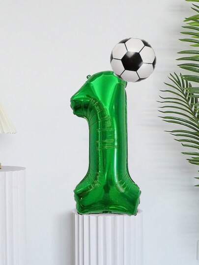 32 Inch Green Digital Football Balloon Kit Suitable For Birthday Decorations, Party Balloons, Easter Gifts