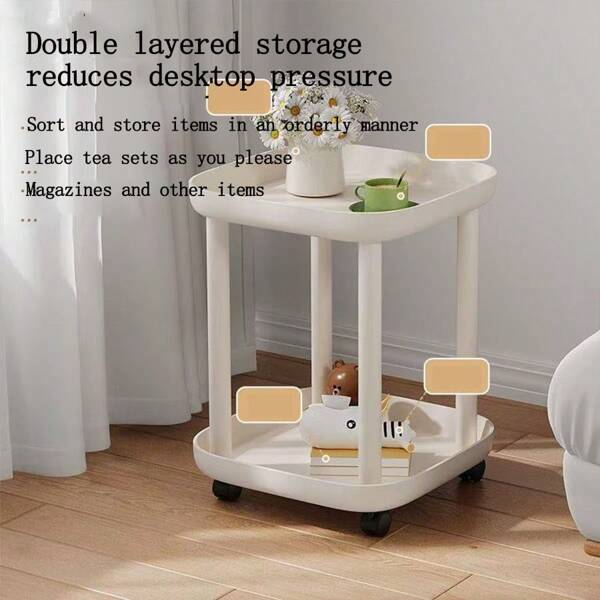 Nordic Minimalist Multi-Functional Mobile Storage Side Table For Living Room And Bedroom