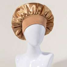 1pc Solid Color Wide Brim Satin Sleep Cap, Fashionable Hair Care Hat For Women Boy Valentine Heart Women's Valentine