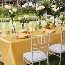 缎面桌布套装，1 块桌布 + 6 块餐巾，矩形缎面桌布，表面光亮光滑，婚宴宴会桌装饰 - 彩色 - 查看 3