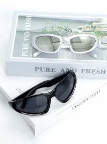 2pcs Futuristic Silver Y2K Millennium Fashion Glasses